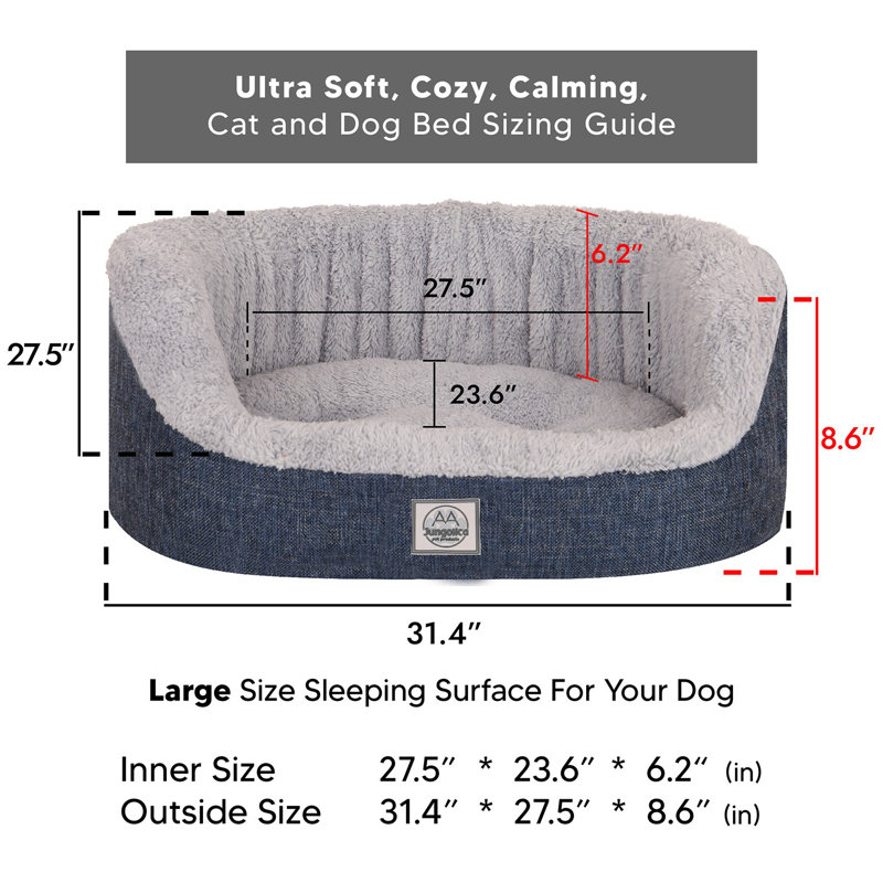 Jungolica Orthopedic Pet Bed, 80cm H x 70cm W x 22cm D, Navy Blue