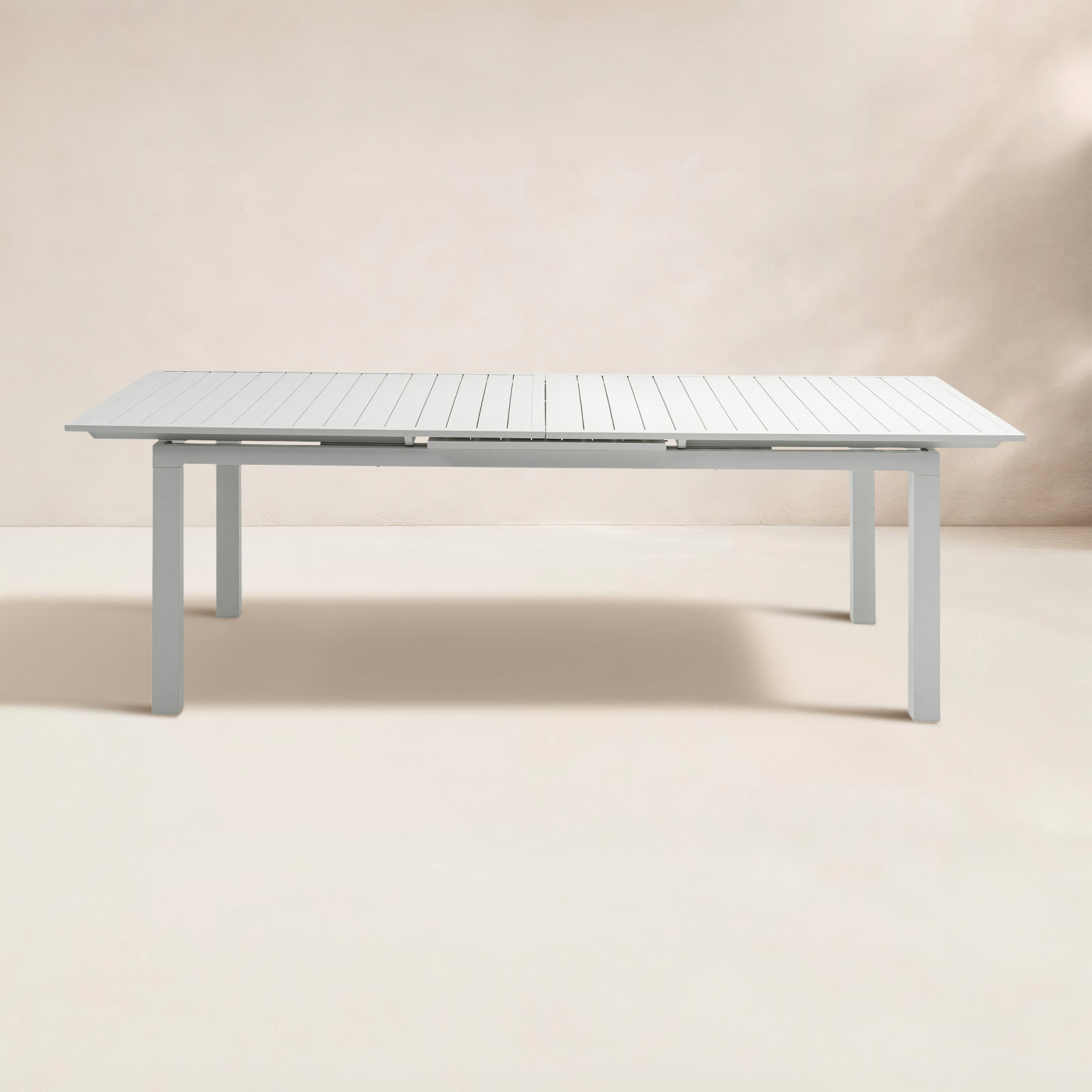 95.5'' Extendable Aluminum Outdoor Dining Table, White