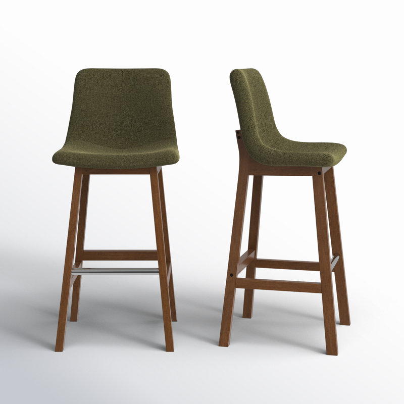 Tabouret de bar de cuisine en bois massif à dossier bas 28 po Arseniy, Vert