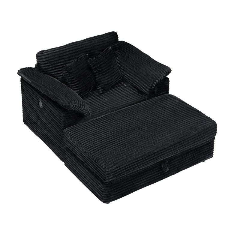 «Fauteuil rembourré noir avec rangement - Siège d'invité élégant pour la chambre à coucher / salon», Noir