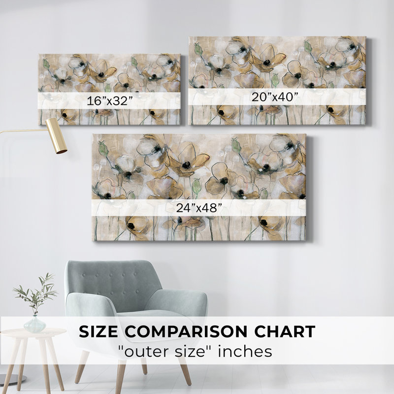 Champ de coquelicots - Toile tendue avec châssis - Prêt à accrocher, H 24 po x l 48 po