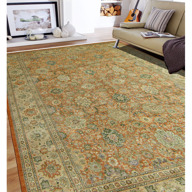 Tapis de surface en laine 9 pi 1 po x 12 pi 3 po one-of-kind noué la brown Rakowski