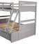 Lit superposé simple au-dessus d'un lit double gris avec tiroirs de rangement sous le lit - Ajoute du style à la chambre à coucher