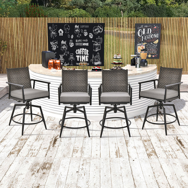 Jeilynn Metal Outdoor 25.5'' Counter Stool with Cushion