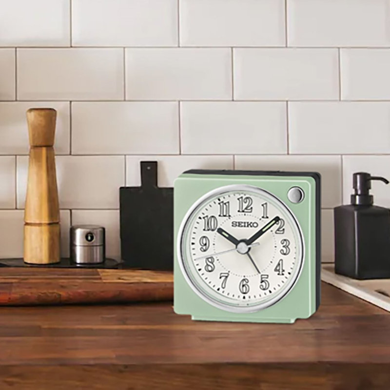 Seiko Pearl Green Analog Quartz Bedside Alarm Clock
