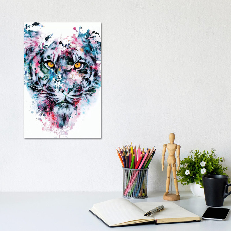 Tiger Blue by Riza Peker - Wrapped Canvas Painting, 20.32 cm H x 30.48 cm W