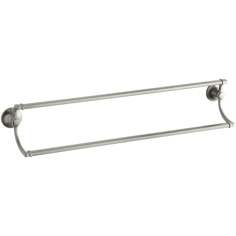 Bancroft Double 24" Wall Mounted Towel Bar, Vibrant Brushed Nickel