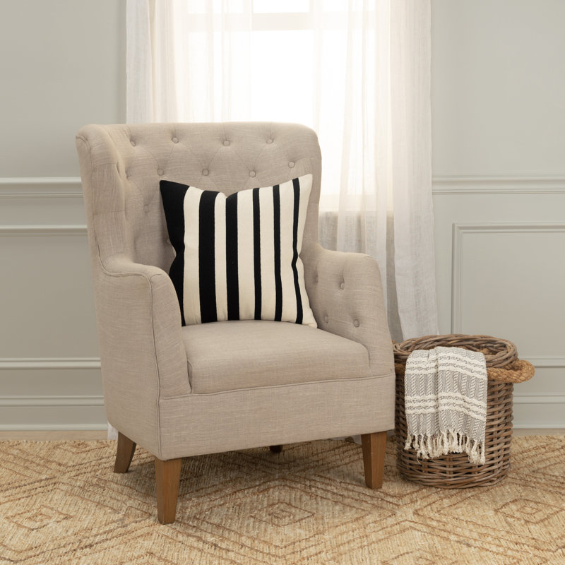 Karka Embroidered Throw Pillow, Black/Natural