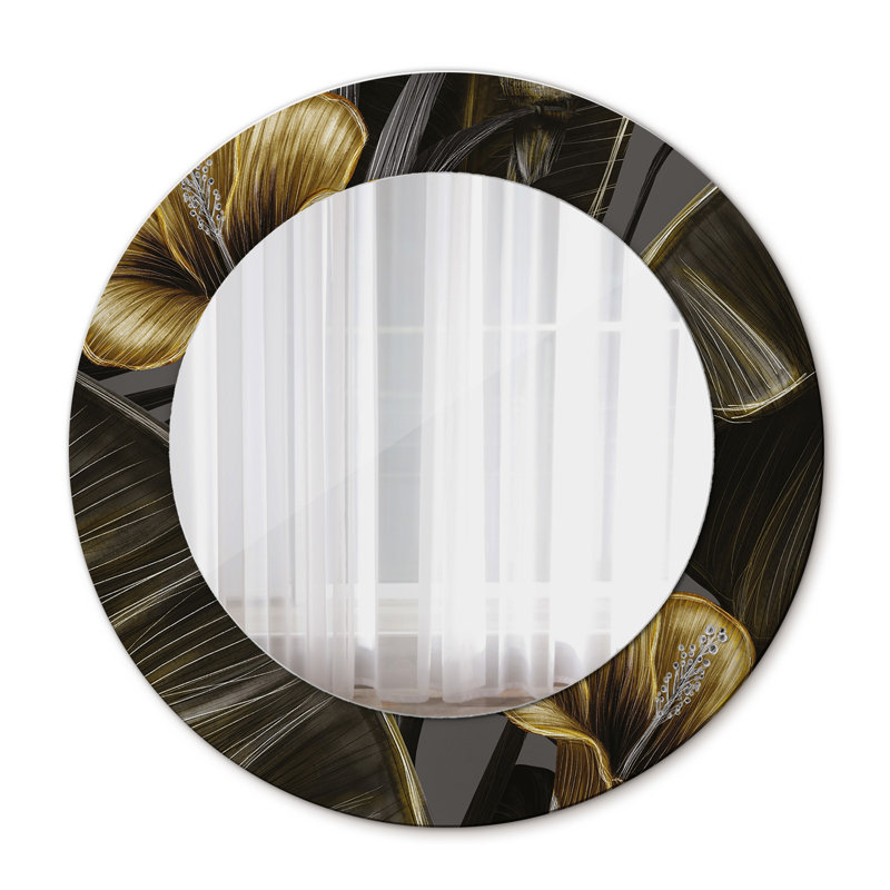 Huldar Glass Flat Wall Mirror, Blue Sea Stones Circle, 50cm H x 50cm W