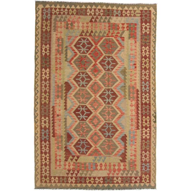 Rectangle 197 cm x 294 cm Geometric Hand Woven Kilim