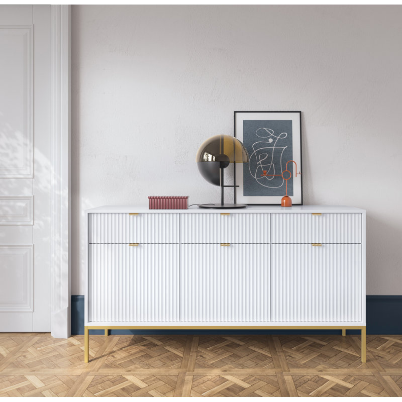Iriyana 154cm Sideboard, White/Golden