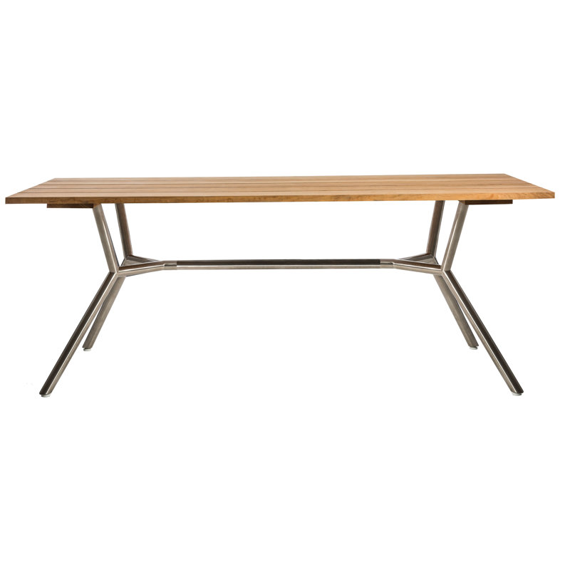 Reef Rectangular 29.5" Dining Table, Teak, Stainless Steel, 29.13" H x 70.88" W x 39.38" D