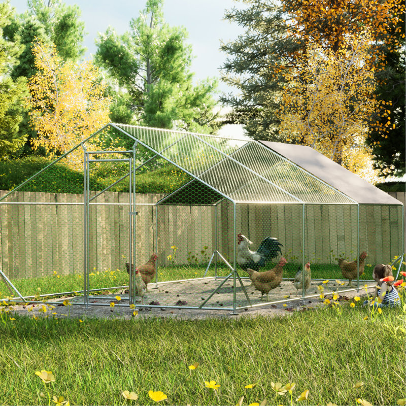 Cage à poulets en treillis galvanisé avec couvercle imperméable et imperméable amovible pour de multiples environnements extérieurs