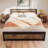 Bed Frame, Industrial Platform Bed With Headboard Footboard, Metal And Wooden Bed Frame, Heavy Duty Steel Slats Support, No Box Spring Needed Non-Slip Noise Free, Rustic Brown-2043603009