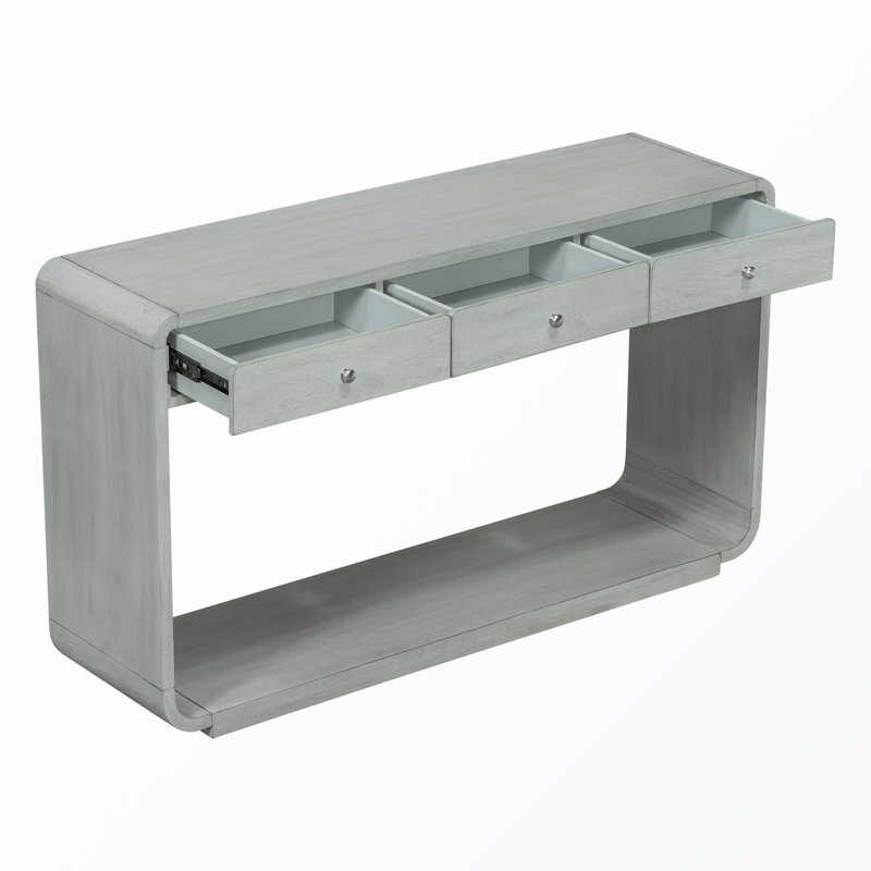 Console 3 tiroirs avec pieds courbés, Sage Green