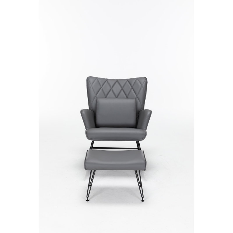 Schaghticoke PU Rocking Chair with Ottoman, Gray PU