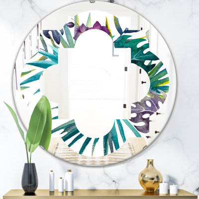 Miroir mural sans cadre quadrilobe floral botanique design ii