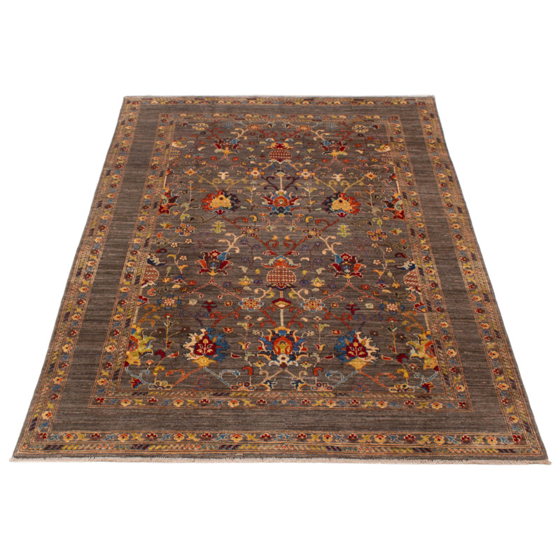 Tapis gris nouvel âge en laine 5 pi 8 po x 7 pi 11 po Zaiyanna