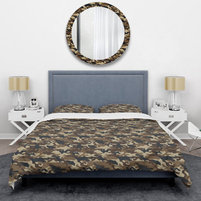 Green Desert Camouflage Polyester Camouflage Duvet Cover