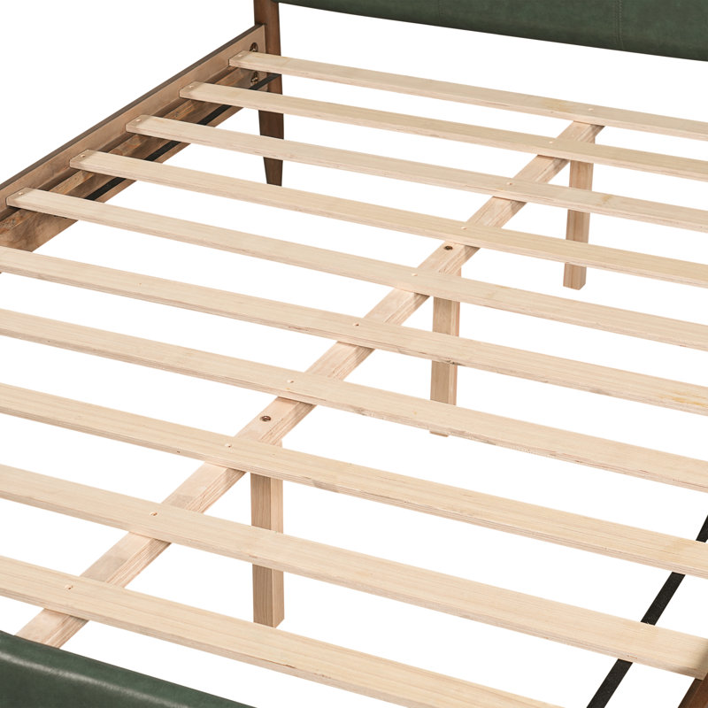 Lit plateforme tapissier néo-classique Bellford avec tête de lit capitonnée en polyuréthane, structure en bois massif et manufacturé, aucun sommier tapissier requis