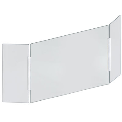 Très grand 62 po de largeur x 30 po de hauteur en acrylique transparent pliable PLEXIGLASS bouclier de protection, éternuement, barrière personnelle, hauteurs réglables pour passer au bas