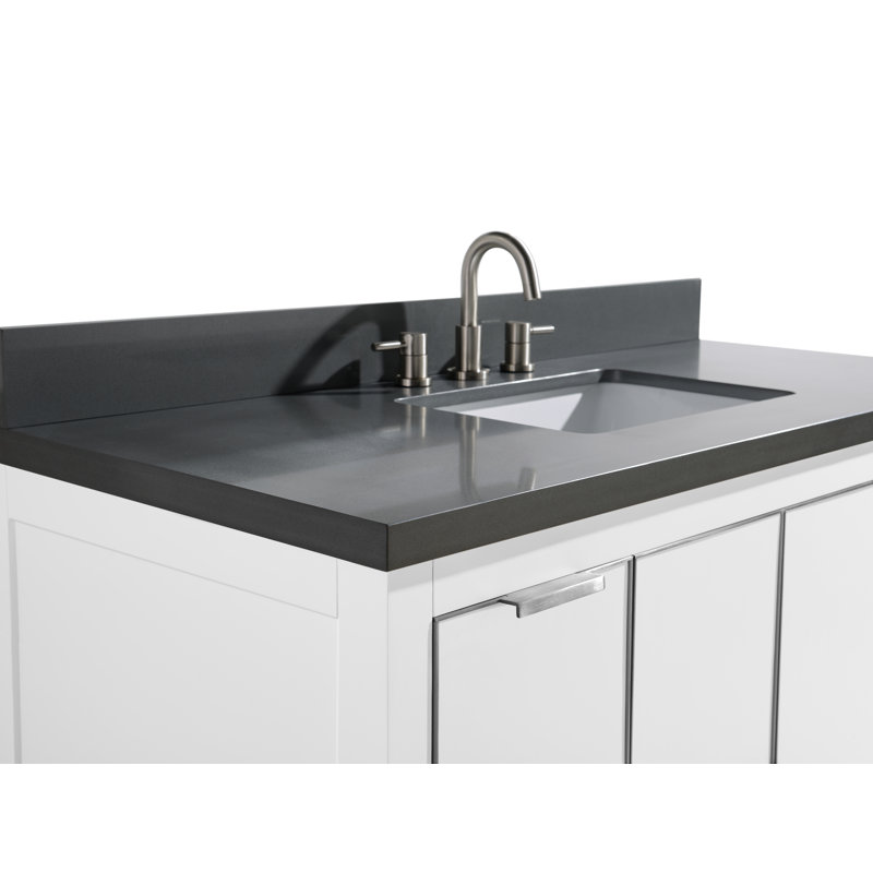 Austen 49 in. Single Vanity, White, Gray Quartz/Silver