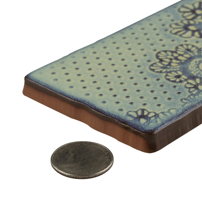 Antic Feelings 3" x 6" Ceramic Patterned Subway Tile, Feelings Aguamarina