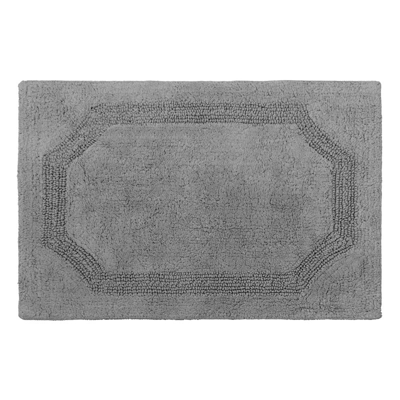 Laura Ashley Tablet Reversible Cotton Bath Rug, Charcoal, Set of 2