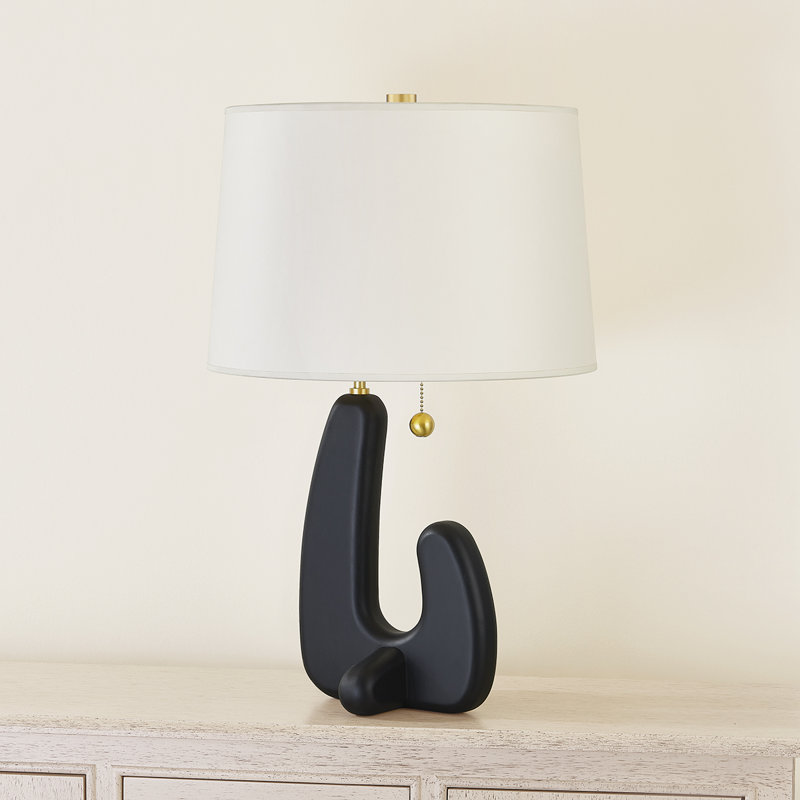 Regina 24" Aged Brass and Cream Paper Shade Table Lamp