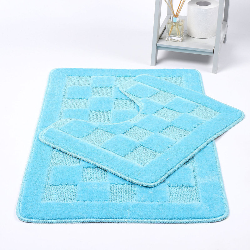 Emitte Polyester Blend Non-Slip Contour Mat, Sky Blue