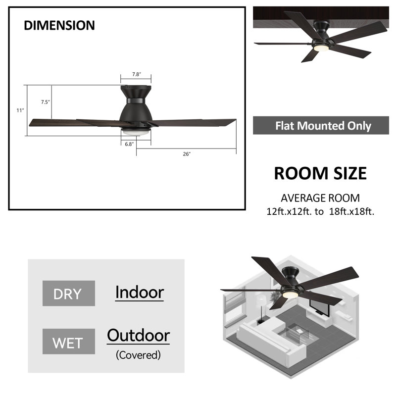 Ventilateur de plafond intelligent avec télécommande, ensemble d'éclairage, fonctionne avec l'assistant Google et Amazon Alexa, raccourci Siri.