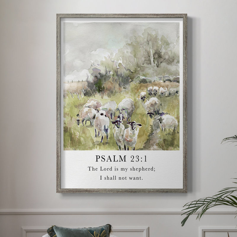 Psaume 23: 1, reproduction encadrée - bois massif 49300, H 21 po x l 17 po