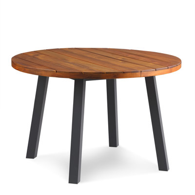 Khurum 45" Acacia Wood Round Outdoor Dining Table