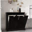Armoire de trieur de linge à deux compartiments inclinable - noir
