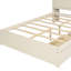 Lit double crème avec espace sous le tiroir et plateforme de raccordement pour tête de lit, options de rangement