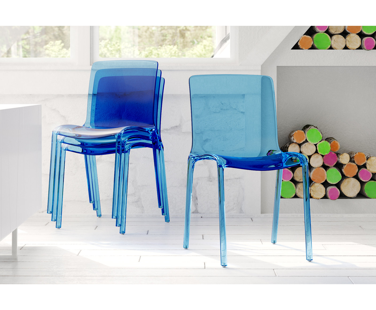 Lade Dining Chair, Transparent Blue, Set of 4