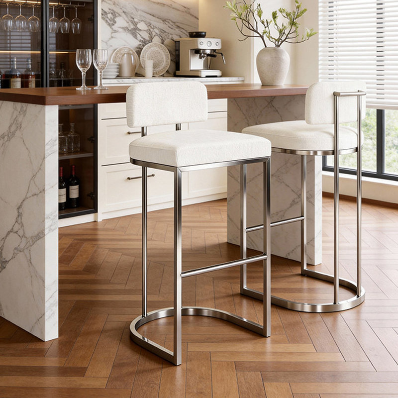 Chaise d'appoint blanche à dossier bas (ensemble de 2), Blanc, 4