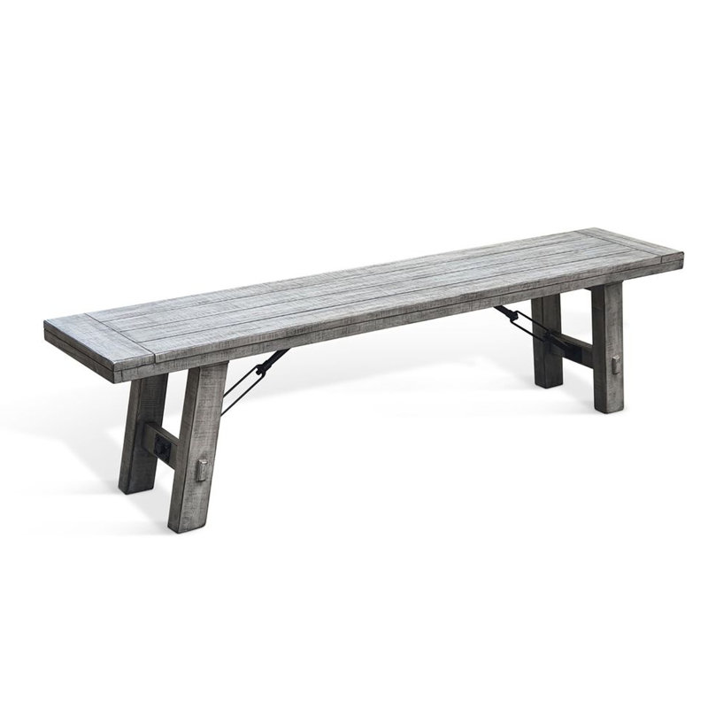 Banc en bois massif gris rustique Zeka
