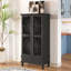 Armoire de rangement de 55 po de hauteur avec tiroir et armoire de rangement rustique décorative à 2 portes avec pieds en bois massif pour le couloir du salon