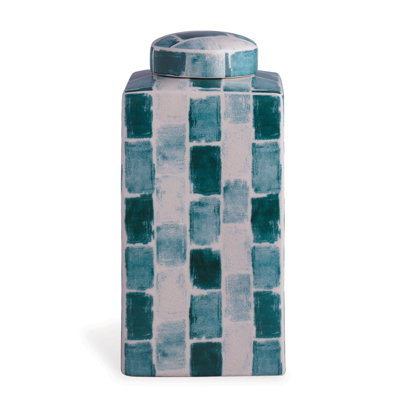 Vase de table en porcelaine céladon / vert, H 16 po x l 8 po x P 8 po