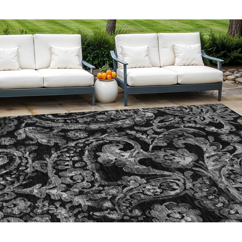 Tapis intérieur lavable 9 pi x 12 pi gris et gris anthracite