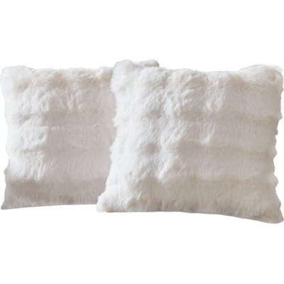 Coussins décoratifs avec insertions incluses 18 x 18, ensemble de 2 coussins décoratifs carrés blancs pour lit et canapé, coussins de canapé avec housses de velours et insert en polyester pour le salon (grille blanche)