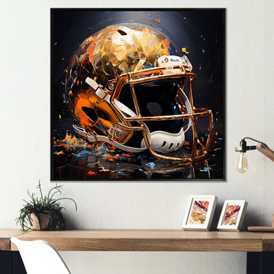 Casque de football américain doré - art mural de football sportif