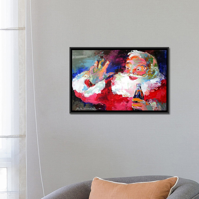 Impression-père noël, H 18 po x l 26 po x P 1,5 po, Toile avec cadre flottant noir, Pas de tapis