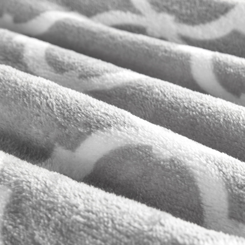 Madison Park Ogee Oversized Grey Plush Throw