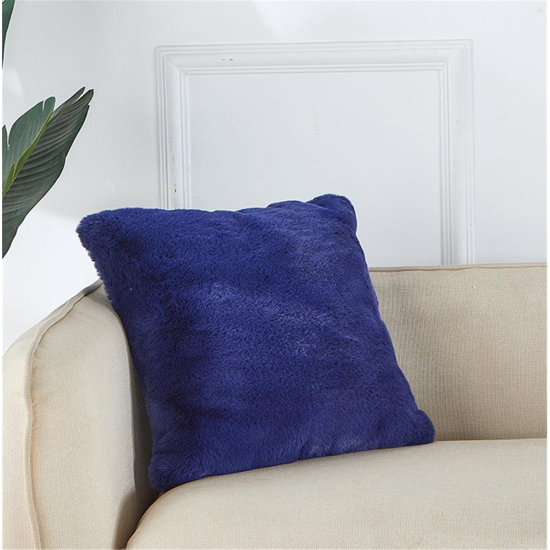 Luxury Chinchilla Faux Fur Pillow, Blue