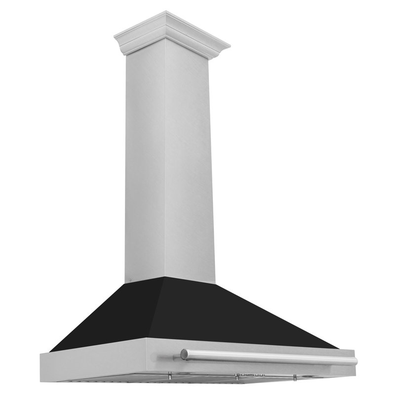 ZLINE Autograph Edition 36 in. Convertible Satin Stainless Steel Wall Mount Range Hood, Black Matte