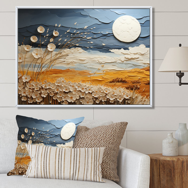 Nuage prairies collages VII - impression, H 30 po x l 40 po x P 1,5 po, Cadre flottant blanc