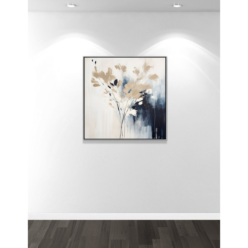 «Bliue Earthly Neutralité II» par Irena Orlov, 37.5'' W x 37.5'' H, Toile avec cadre, Silver Floater