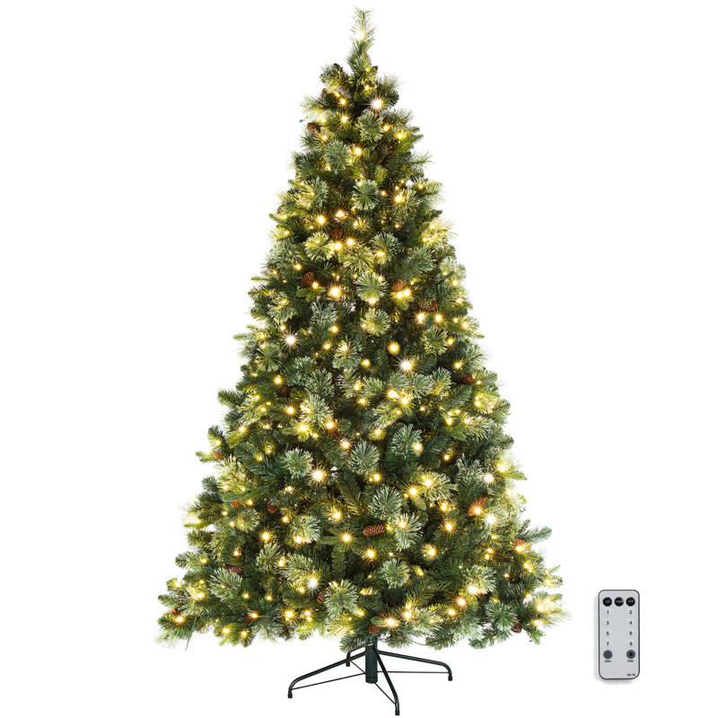 Arbre de Noël 7 pi avec lumières de couleur chaude et 9 modes avec télécommande, H 6 pi